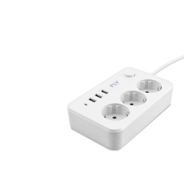 Termal Akım Korumalı Uzatma Kablosu 3 Priz + 3X Usb 2.1A Anahtarlı 2 M - Beyaz 3406-01