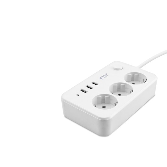 toptan-xml-dropshipping-Termal Akım Korumalı Uzatma Kablosu 3 Priz + 3X Usb 2.1A Anahtarlı 2 M - Beyaz 3406-01