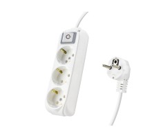 Anahtarlı Topraklı Uzatma Kablosu 3X Priz 2 M - Beyaz 9230202