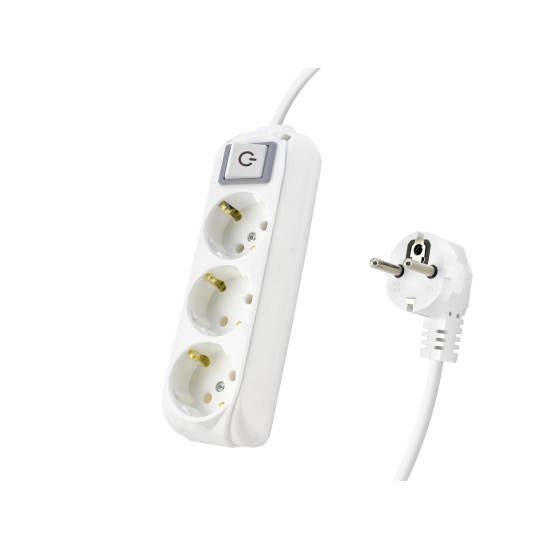 toptan-xml-dropshipping-Anahtarlı Topraklı Uzatma Kablosu 3X Priz 2 M - Beyaz 9230202