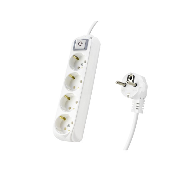 toptan-xml-dropshipping-Topraklı Uzatma Kablosu 4 Priz 2 M - Beyaz 9240202