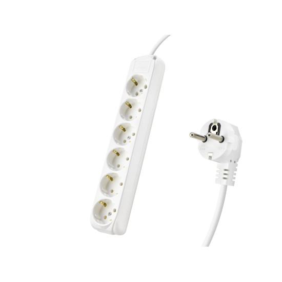 toptan-xml-dropshipping-Topraklı Uzatma Kablosu 6 Priz 2 M - Beyaz 9260102