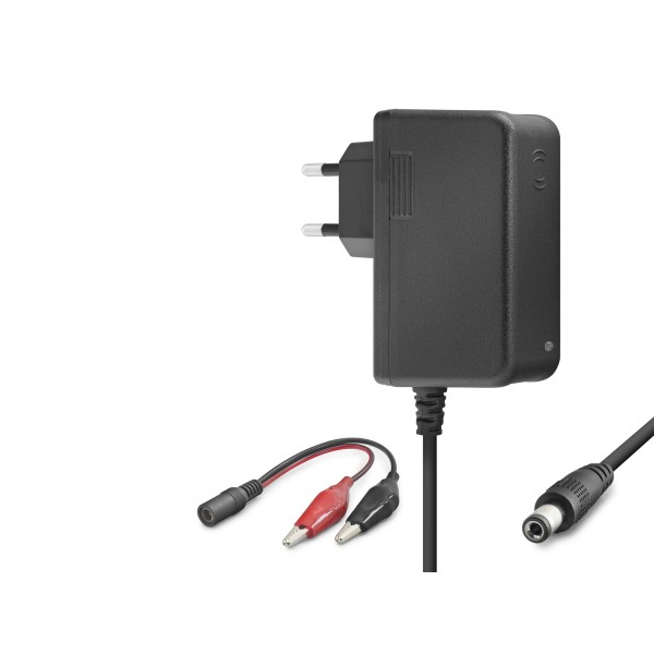 toptan-xml-dropshipping-12V 1.2A 14.4W Krokodil Uç Akü Şarj Adaptörü - Siyah B5056