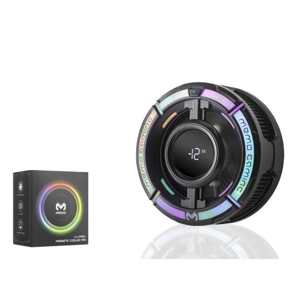 toptan-xml-dropshipping-Manyetik Telefon Soğutucu Fan 15W Rgb Dijital Ekranlı Siyah CX15