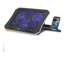 Laptop Soğutucu 6X Fan Rgb + Telefon Standı 14–18 - Siyah DCXAA8