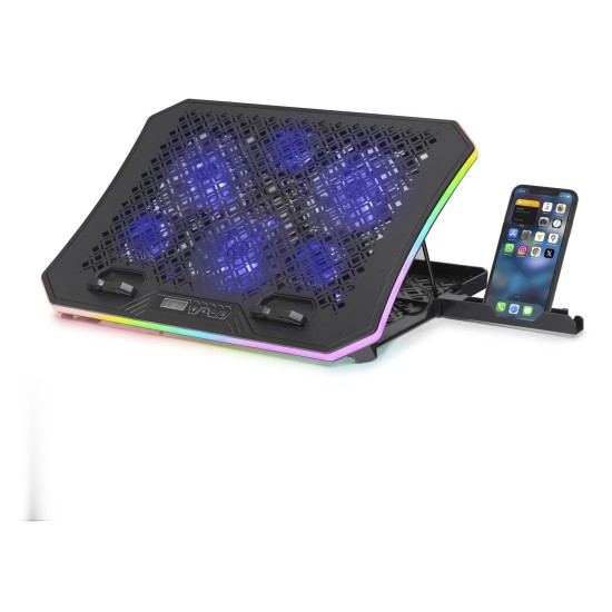 toptan-xml-dropshipping-Laptop Soğutucu 6X Fan Rgb + Telefon Standı 14–18 - Siyah DCXAA8