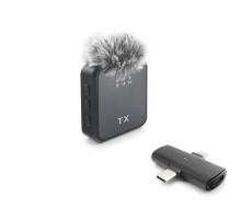 F15 Type-C + Lightning Kablosuz Yaka Mikrofonu - Siyah