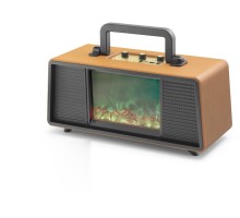 Bluetooth Solar Panelli Fm Radyo Usb Tf Nostaljik Hoparlör Rgb Alev Efektli - Kahverengi FP391S
