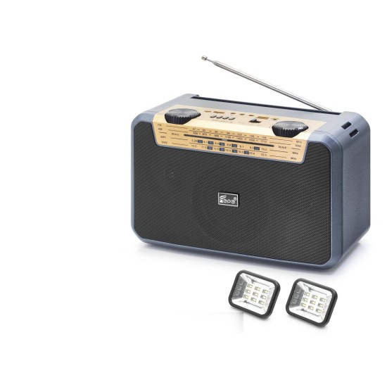 toptan-xml-dropshipping-Bluetooth Fm Radyo Usb Tf Aux Solar Şarjli Çift Led Aydinlatmali Kamp Hoparlör FP397S