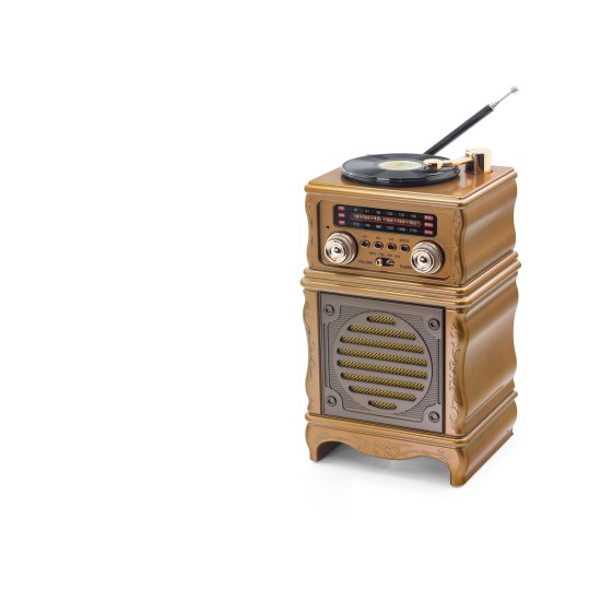 toptan-xml-dropshipping-Bluetooth Nostaljik Fm Radyo Usb Tf Aux Hoparlör - Kahverengi FX2502B