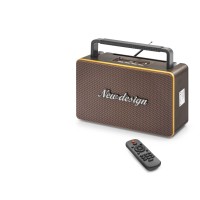 Bluetooth Nostaljik Fm Radyo Usb Tf Aux Kumandalı Taşınabilir Hoparlör - Kahverengi FX2507B