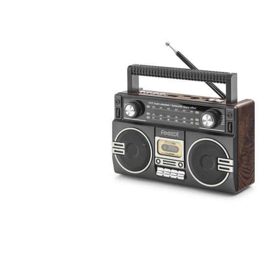 toptan-xml-dropshipping-Bluetooth Nostaljik Fm Radyo Usb Tf Aux Taşınabilir Hoparlör - Kahverengi FX2509B