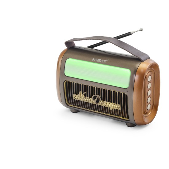 toptan-xml-dropshipping-Bluetooth Nostaljik Fm Radyo Usb Tf Aux Rgb Taşınabilir Hoparlör - Kahverengi FX2511B