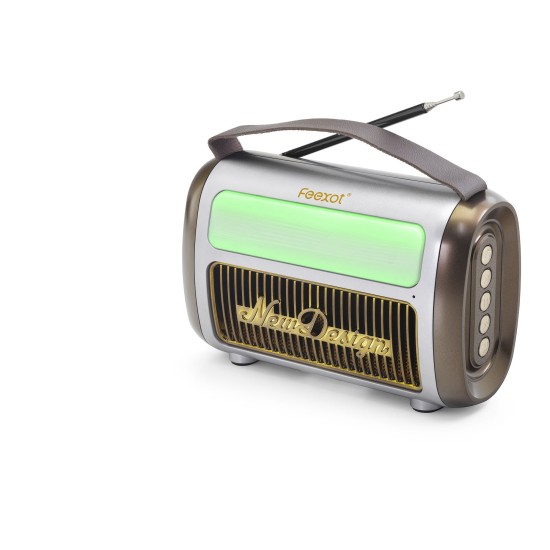 toptan-xml-dropshipping-Bluetooth Nostaljik Fm Radyo Usb Tf Aux Rgb Taşınabilir Hoparlör - Kahverengi FX2512B