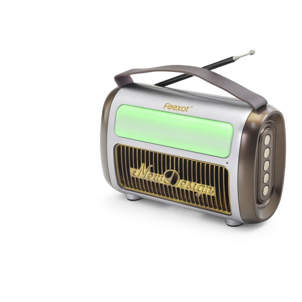 Bluetooth Nostaljik Fm Radyo Usb Tf Aux Rgb Taşınabilir Hoparlör - Kahverengi FX2512B