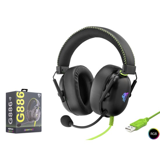 toptan-xml-dropshipping-Gaming Kulaklik Usb Rgb 7.1 - Si̇yah/Yeşi̇l G886