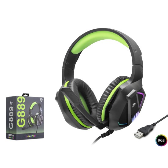 toptan-xml-dropshipping-Gaming Kulaklik Usb Rgb - Si̇yah/Yeşil G889