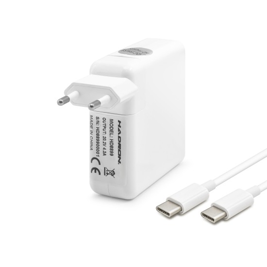 toptan-xml-dropshipping-20.2V 4.3A 87W Laptop Adaptörü - Type-C - Apple Asus Dell Uyumlu - Beyaz HD8899