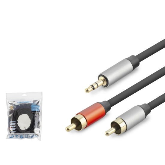 3.5 Mm To 2 Rca Ses Kablosu 10 M - Siyah HDX1076