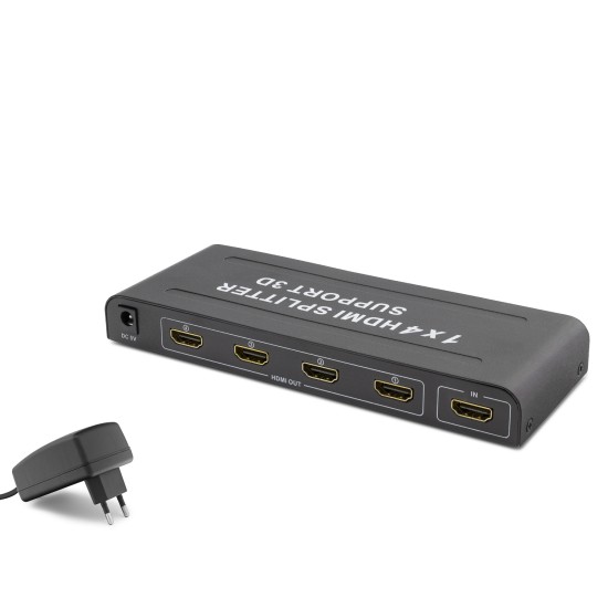 toptan-xml-dropshipping-Hdmi Splitter 4K 3D 1 In 4 Out - Siyah HDX1294