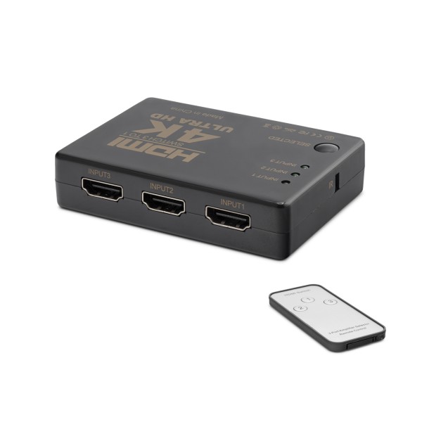 toptan-xml-dropshipping-Hdmi Switch 4K Kumandalı 3 In 1 Out - Siyah HDX1308