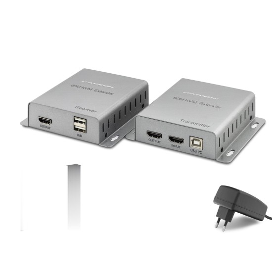 toptan-xml-dropshipping-Hdmi Kvm Extender 4K 60 M - Gümüş HDX1355