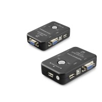 Vga Usb Kvm Switch 2 In 1 Out + 2 Port Usb Console + 2 Port Usb Pc (Klavye/Mouse + Yazıcı) - Siyah HDX1360