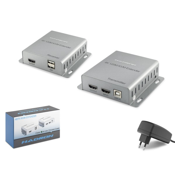 toptan-xml-dropshipping-Hdmi Kvm Extender 4K Loop-Out 120 M - Gümüş HDX1363
