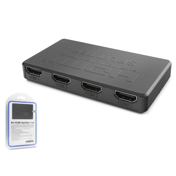 Hdmi Splitter 4K 1 In 4 Out + Usb Güç Kablosu - Siyah HDX1372