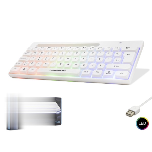 Gaming Mini Klavye Led - Beyaz HDX2608