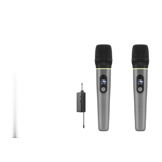 toptan-xml-dropshipping-Profesyonel Kablosuz Uhf 2 Mikrofonlu Set 6.35 Mm - Gri HDX2791G