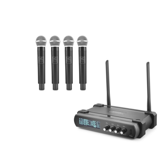 toptan-xml-dropshipping-Profesyonel Kablosuz Vhf Mikrofon 4’Lü Set - Siyah HDX2792