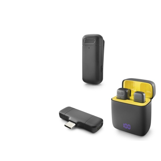 toptan-xml-dropshipping-Type-C Kablosuz Yaka Mikrofonu - Siyah HDX2798