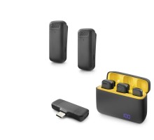 Type-C Kablosuz 2’Li Yaka Mikrofonu - Siyah HDX2799