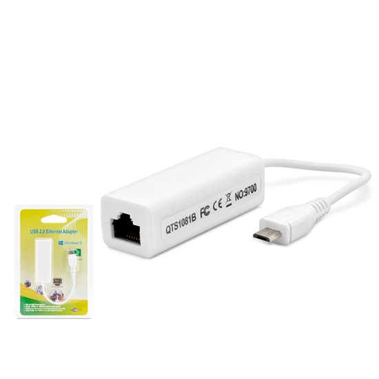 toptan-xml-dropshipping-Micro Usb 2.0 Ethernet Adaptör 10/100 Mbps - Beyaz HDX5271