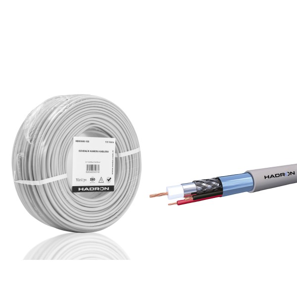 toptan-xml-dropshipping-Cctv Kablo Mini Coax Eco Cca 2X0.50 Mm 100 M - Gri HDX5580-100