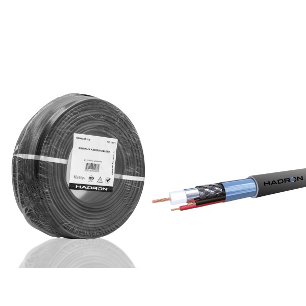 toptan-xml-dropshipping-Cctv Kablo Mini Coax Eco Cca Pe 2X0.50 Mm Dış Mekan 100 M - Siyah HDX5582-100