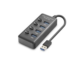 Usb 3.0 Hub Anahtarlı 4 Port 5 Gbps - Siyah HDX7048