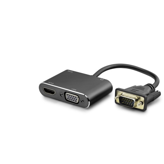 toptan-xml-dropshipping-Vga To Hdmi + Vga Dişi Ses Çıkışlı Görüntü Dönüştürücü 1080P 22 Cm - Siyah HDX7821