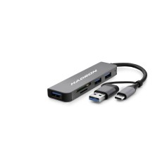Usb 3.0 & Type-C Combo Hub Kart Okuyucu 5 Port - Gri HDX7826