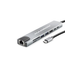 Type-C Combo Hub Hdmi 4K Usb 3.0 Lan Kart Okuyucu 8 Port - Gri HDX7841