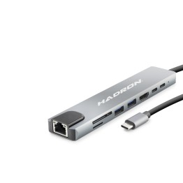 Type-C Combo Hub Hdmi 4K Usb 3.0 Lan Kart Okuyucu 8 Port - Gri HDX7841