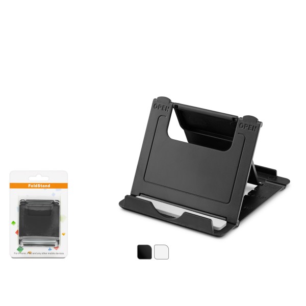 toptan-xml-dropshipping-Katlanır Ayarlanabilir Masaüstü Telefon Standı Abs - Siyah Beyaz HDX8004