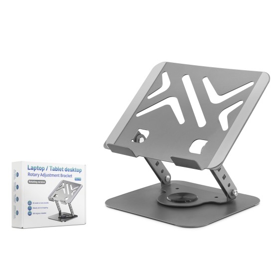 toptan-xml-dropshipping-Karbon Çelik 360 Derece Dönebilen Laptop Ve Tablet Standi - Gri HDX8017
