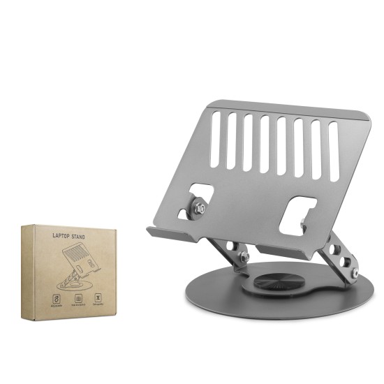 toptan-xml-dropshipping-Karbon Çelik 360 Derece Dönebilen Ergonomik Laptop Standi - Gri HDX8018