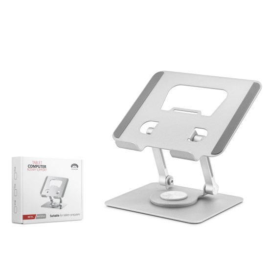 toptan-xml-dropshipping-Metal 360 Derece Dönebilen Kompakt Tablet Ve Laptop Standi - Silver HDX8020