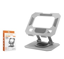 360 Derece Döner Katlanir Ayarlanabilir Masaüstü Tablet Ve Telefon Standi Metal - Gümüş HDX8022