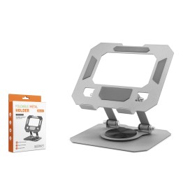 360 Derece Döner Katlanir Ayarlanabilir Masaüstü Tablet Ve Telefon Standi Metal - Gümüş HDX8022
