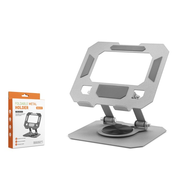 360 Derece Döner Katlanir Ayarlanabilir Masaüstü Tablet Ve Telefon Standi Metal - Gümüş HDX8022