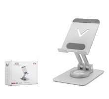 360 Derece Döner Ayarlanabilir Masaüstü Telefon Standi Metal - Gümüş HDX8025